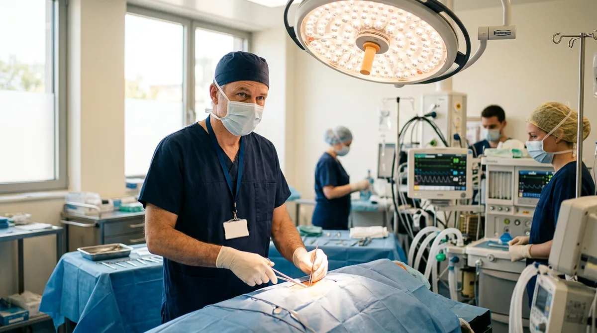 Photo : chirurgien libéral en salle d'opération (visuel à fournir)